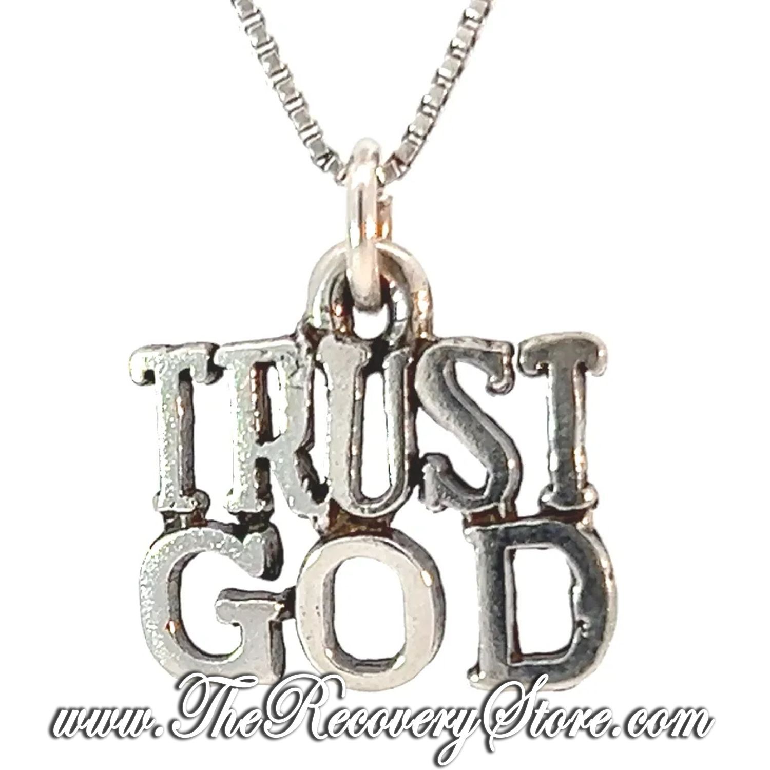Sterling Silver &quot;TRUST GOD&quot; Sayings Pendant