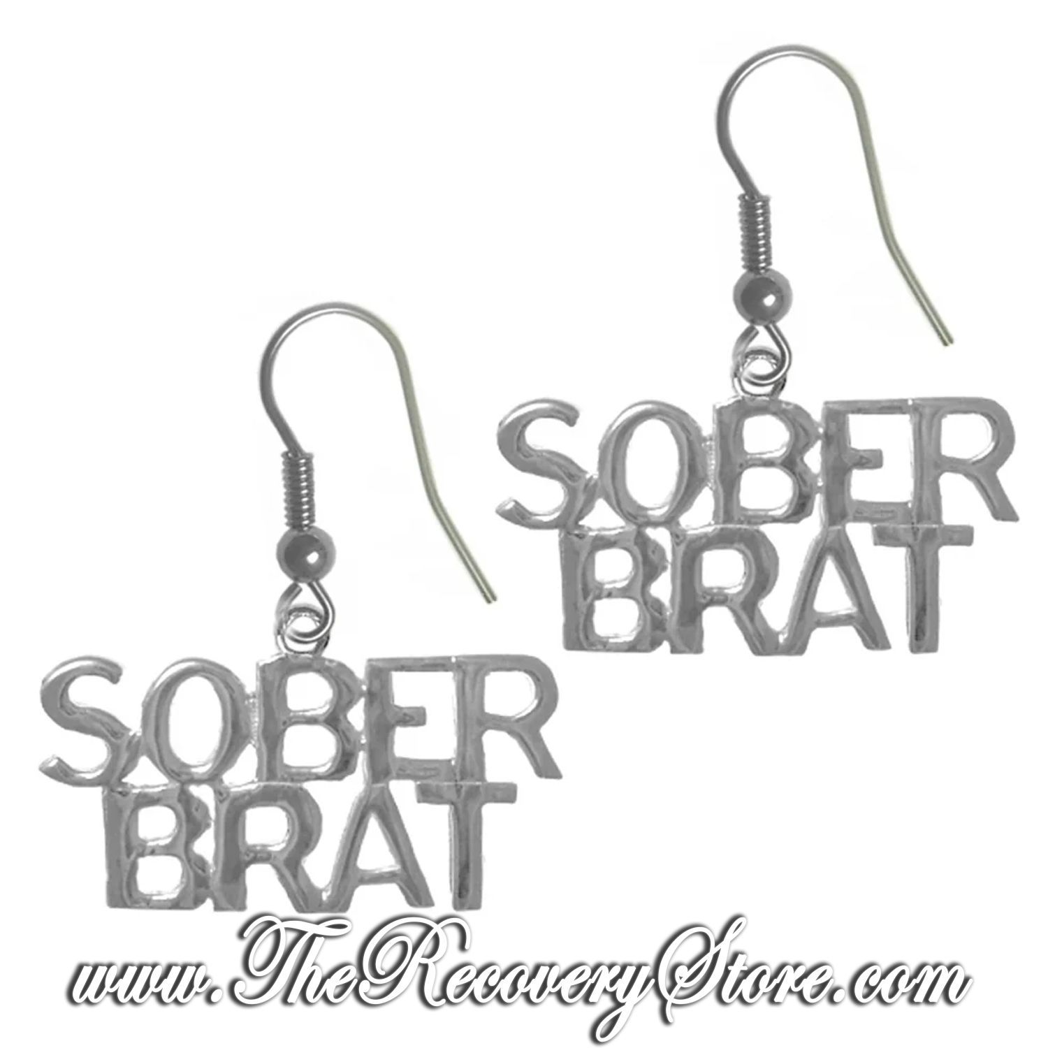 Sterling Silver &quot;Sober Brat&quot; Earrings