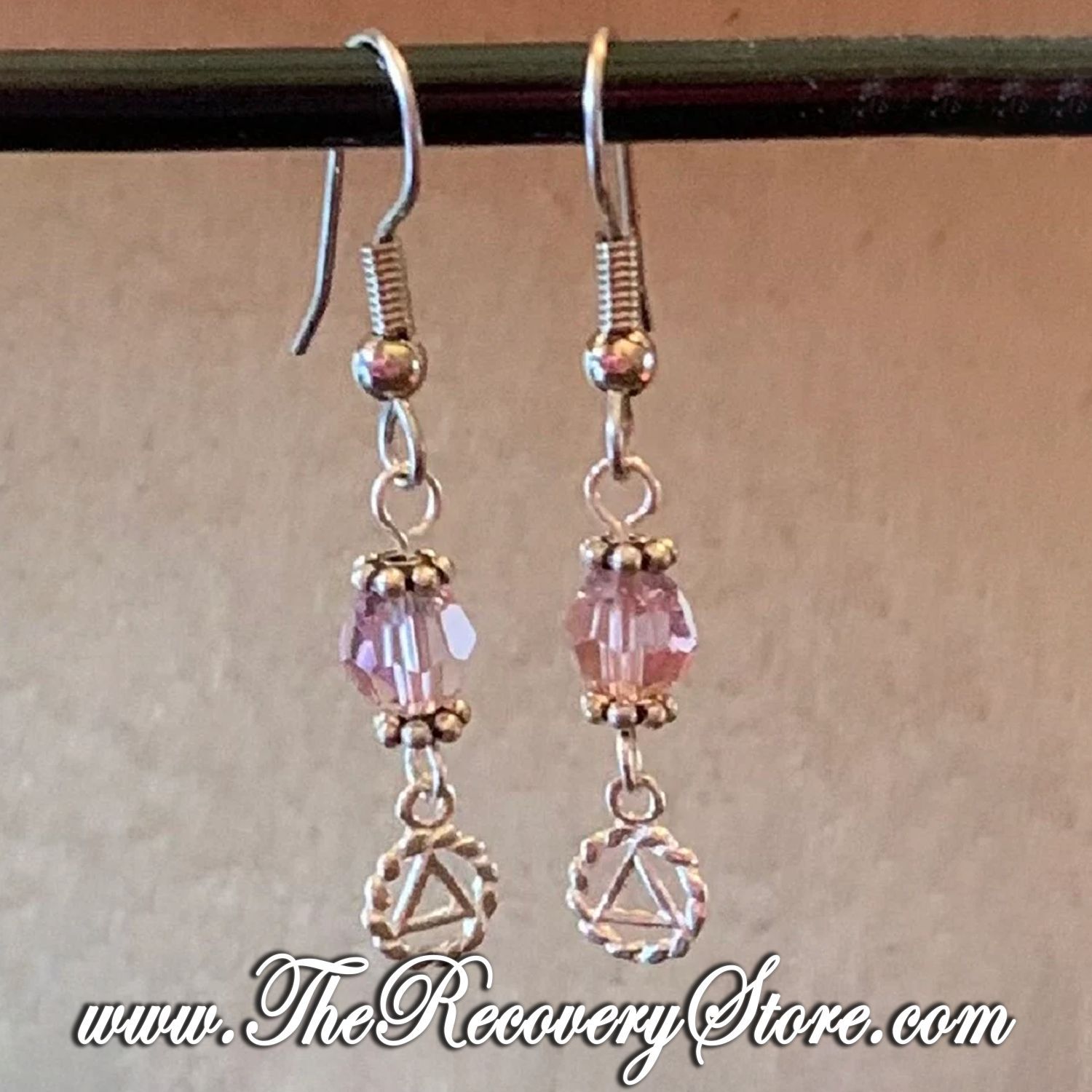 Sterling Silver AA Circle Triangle Beaded Earrings