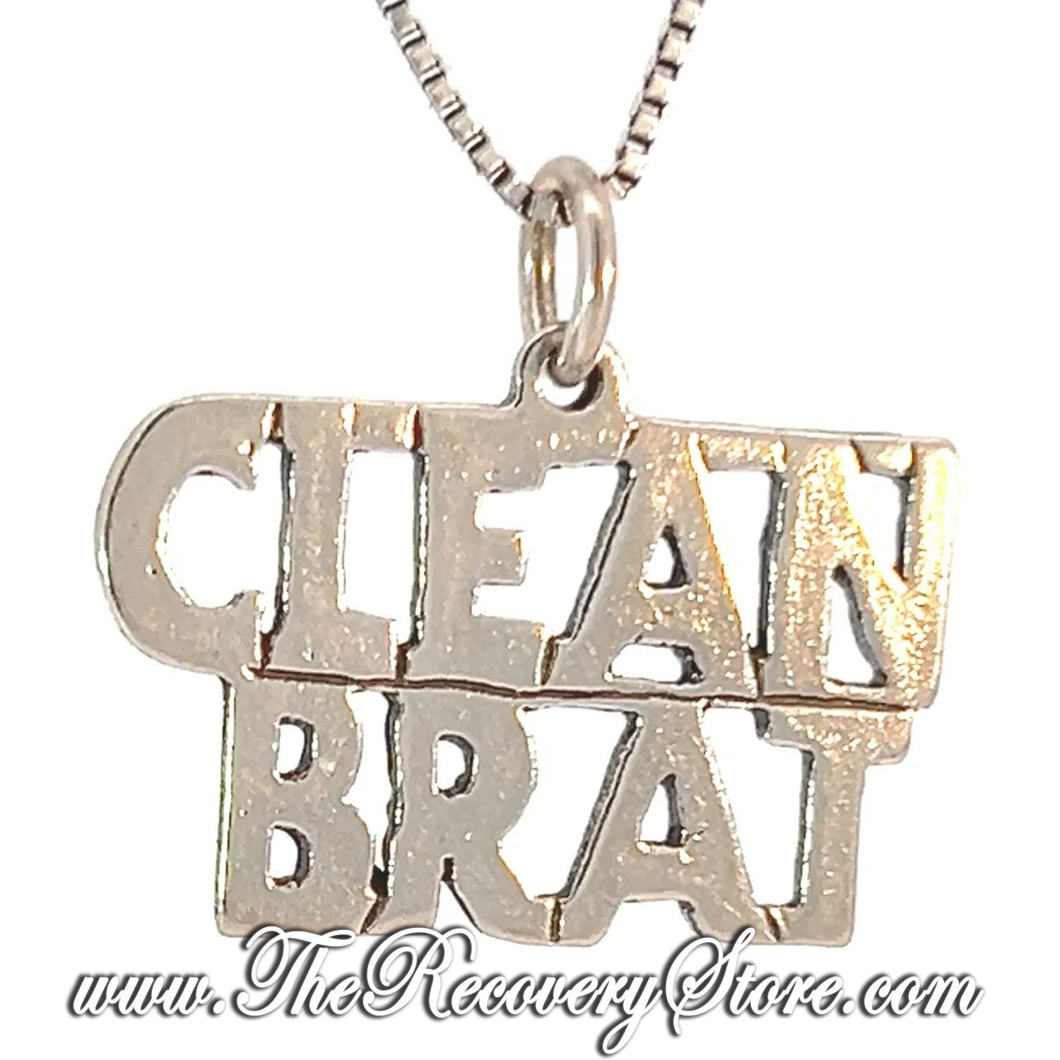 Sterling Silver larger &quot;Clean Brat&quot; Sayings Pendant