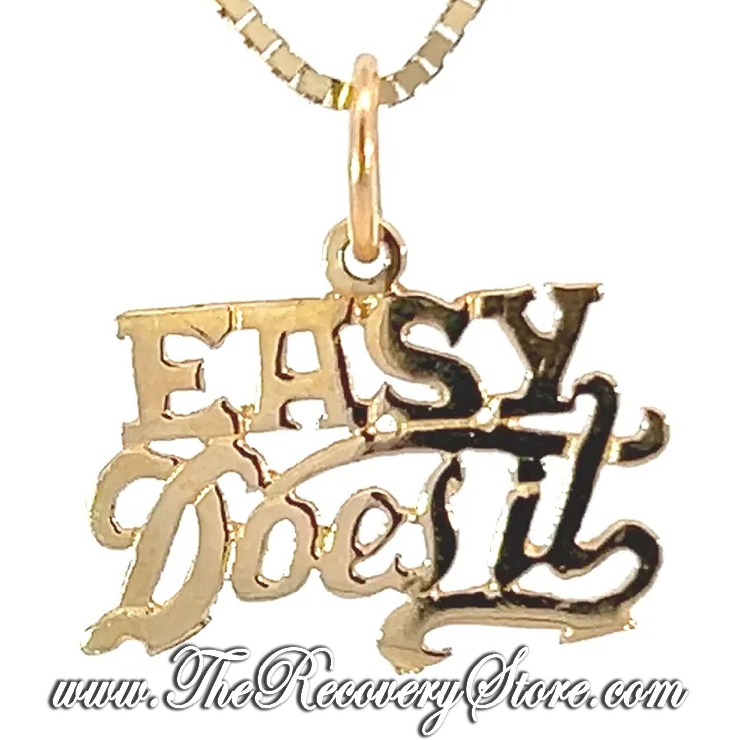 *14k Gold &quot;Easy Does It&quot; Script Pendant