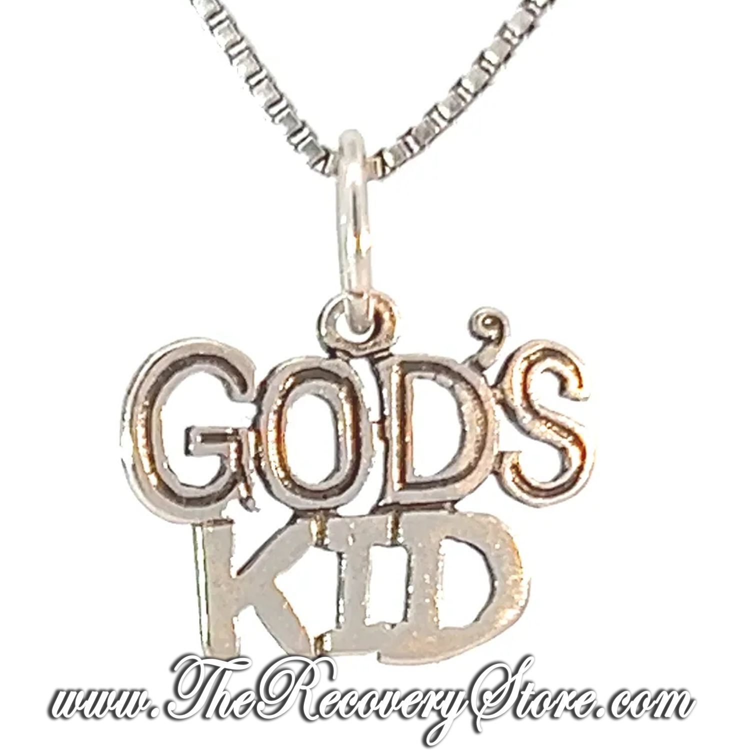 Sterling Silver larger &quot;GOD&#39;S KID&quot; Sayings Pendant