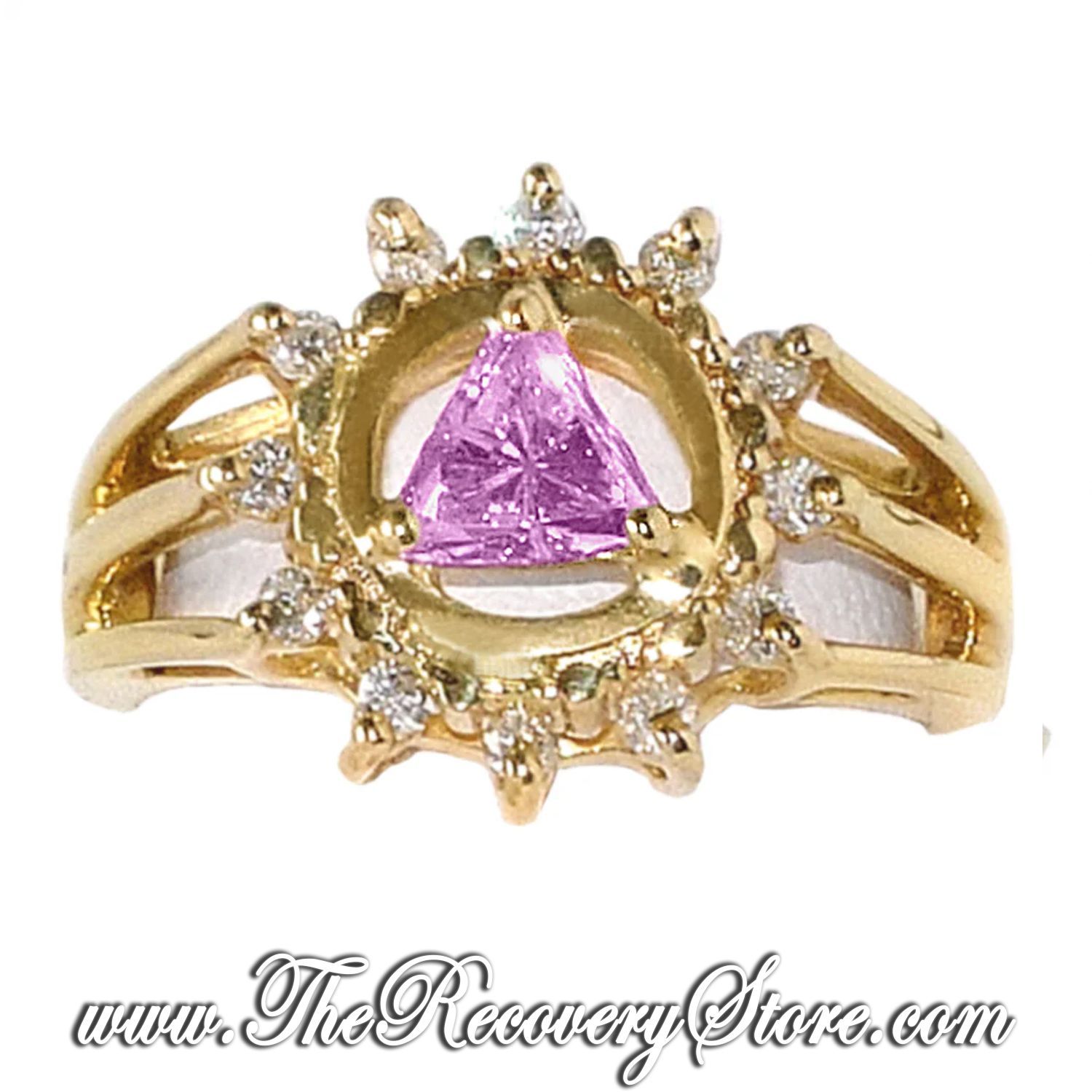 14k Gold AA Purple Amethyst &amp; Diamond CZ&#39;s Ring, Version: 5.5