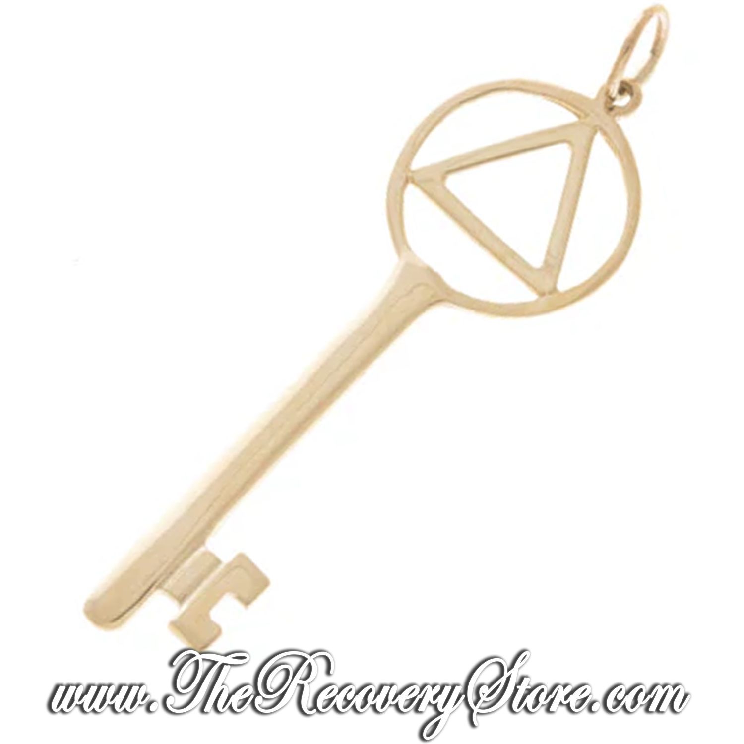 14K Gold AA Symbol Antique Style Key Pendant
