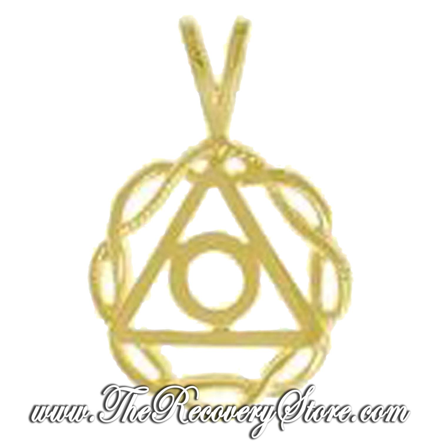 14k Gold AlAnon Symbol Basket Weave Medium Pendant