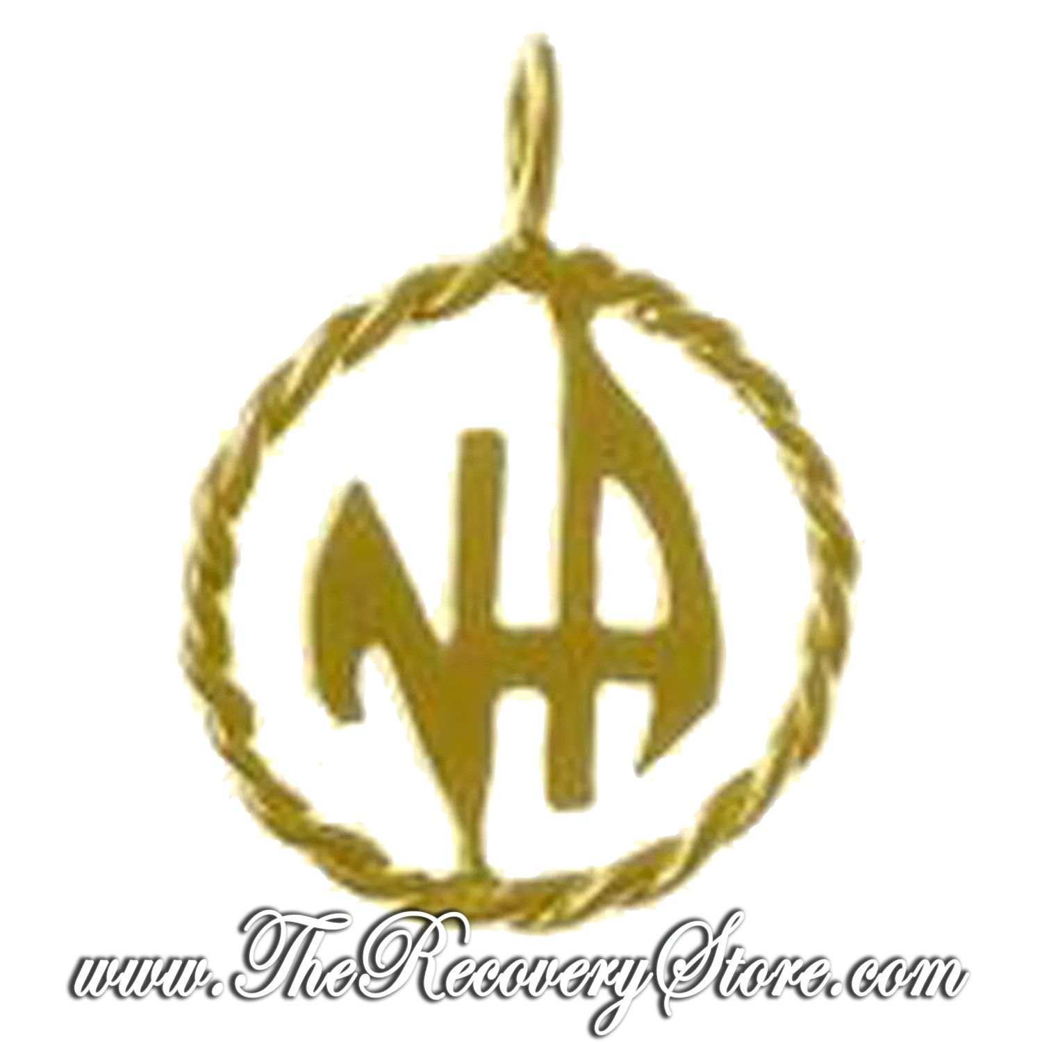 14K Gold Medium NA Initials Twist Wire Style Pendant