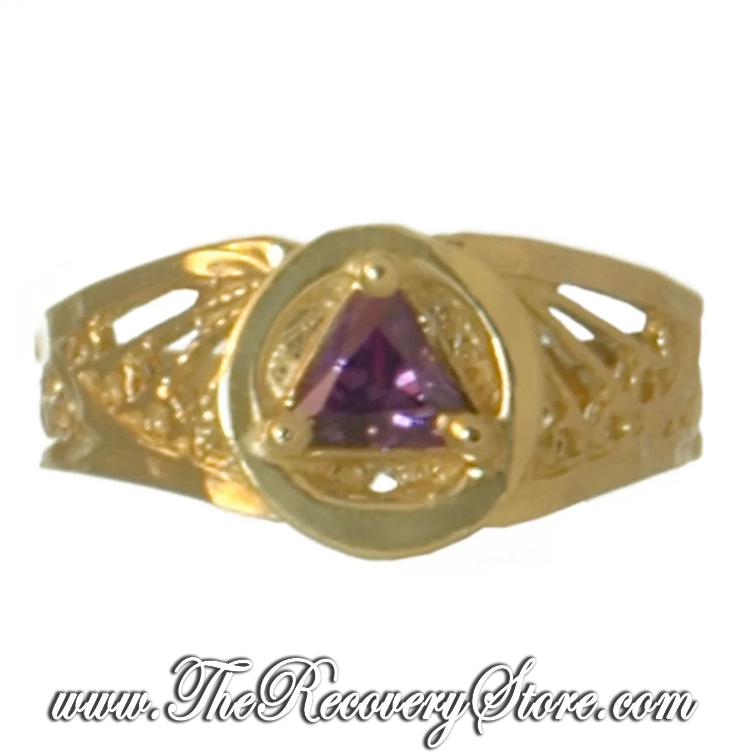 *14k Gold Purple CZ Filigree Style Ring, Version: 3