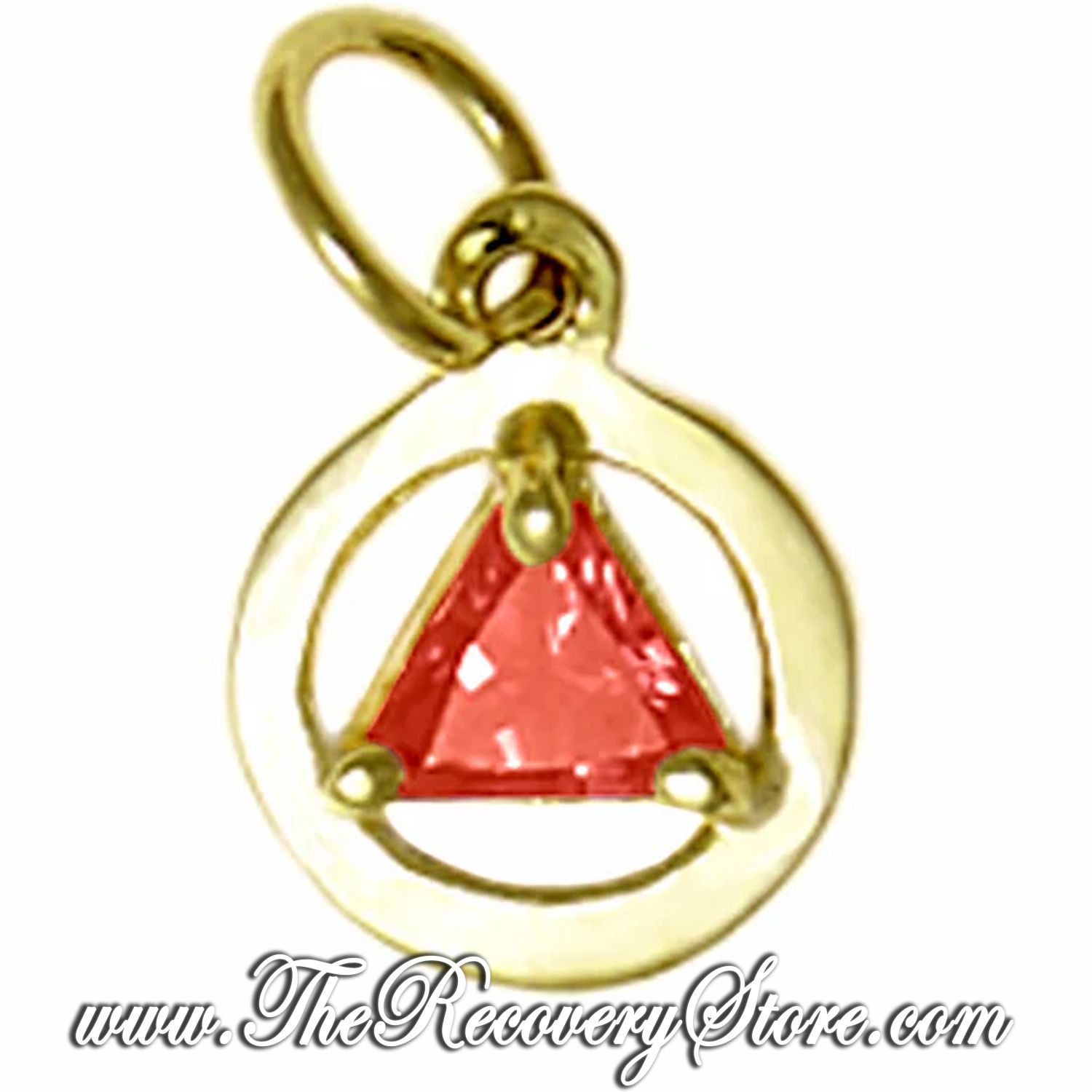 AA 14k Gold  Monthly Birthstone Symbol Small Triangle Pendant, Version: Jan - Garnet