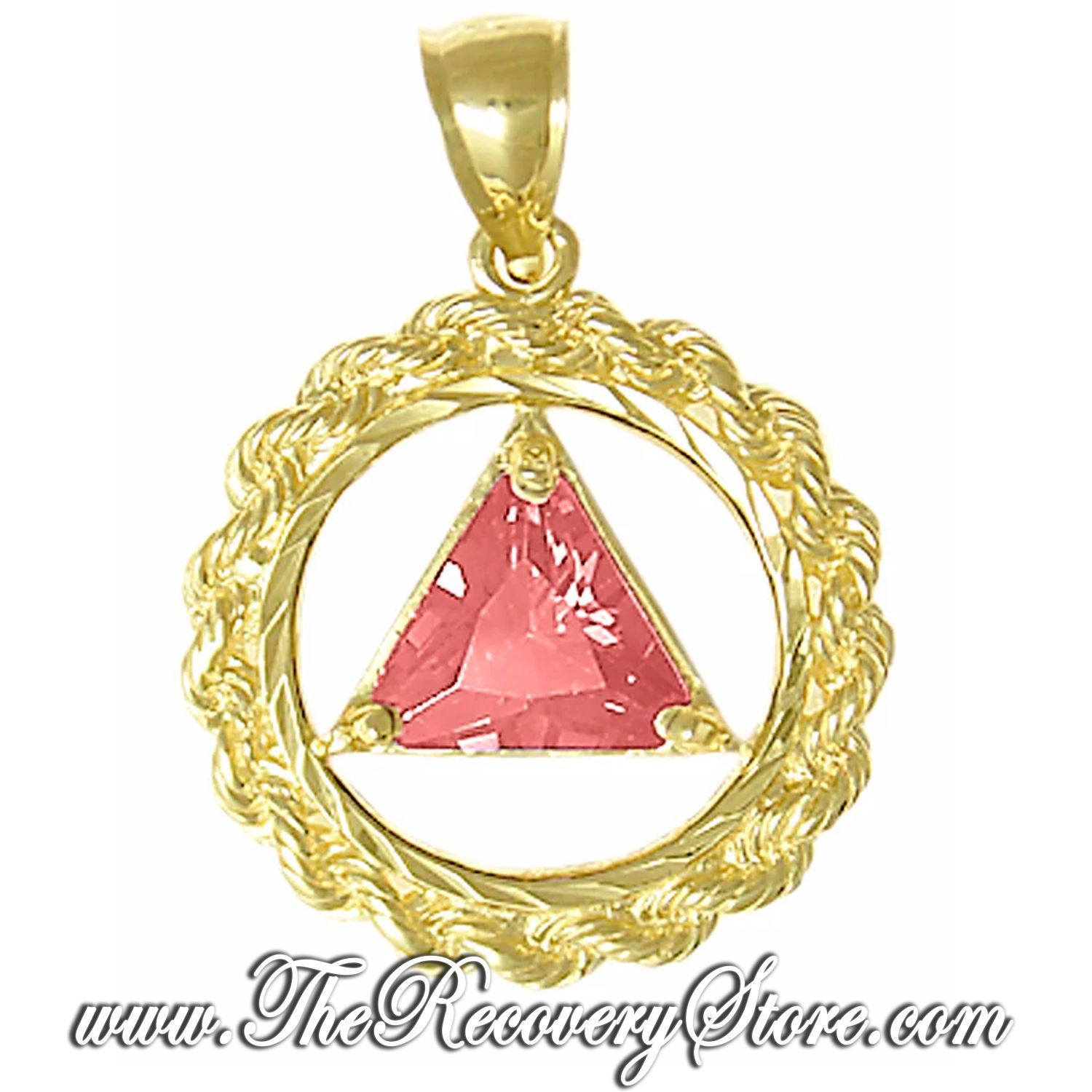 AA 14k Gold  Monthly Birthstone Symbol Medium Rope Style Pendant, Version: Jan - Garnet