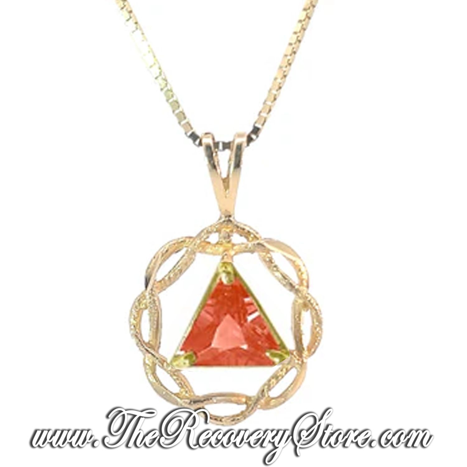 AA 14k Gold  Monthly Birthstone Symbol Weave Style Pendant, Version: Jan - Garnet