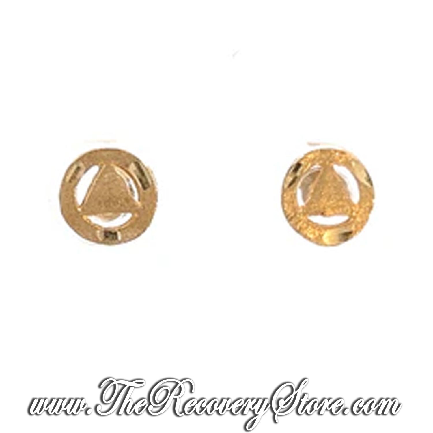 AA 14k Gold Diamond Cut Triangle Stud Earrings