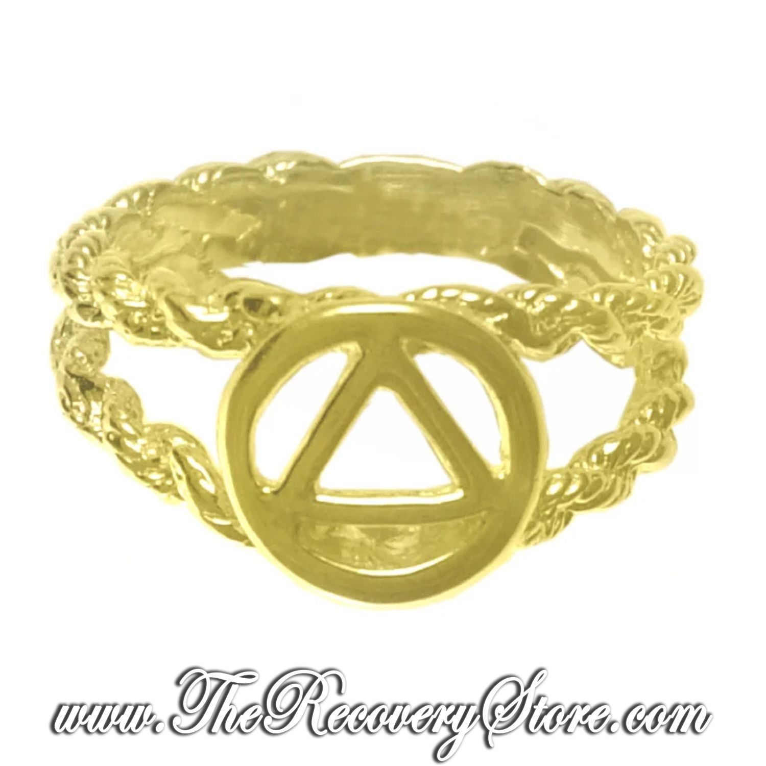 AA 14k Gold Symbol Circle Triangle Open Rope Style Ring, Version: 2.5
