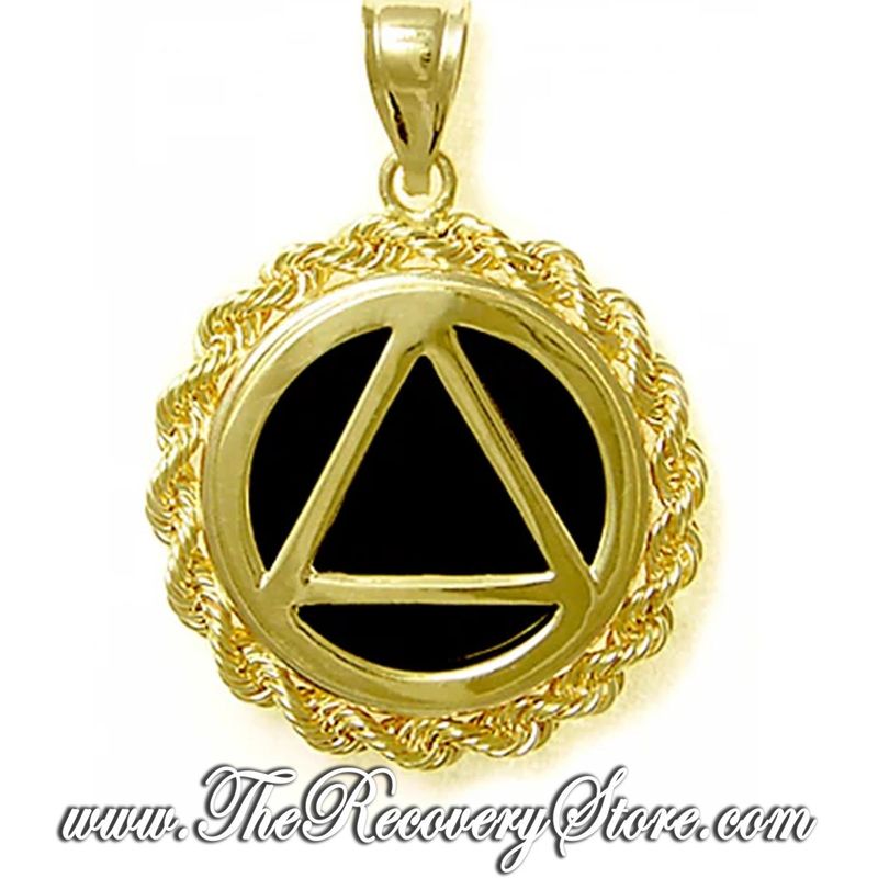 AA 14k Gold Symbol w/Black Onyx Medium Pendant