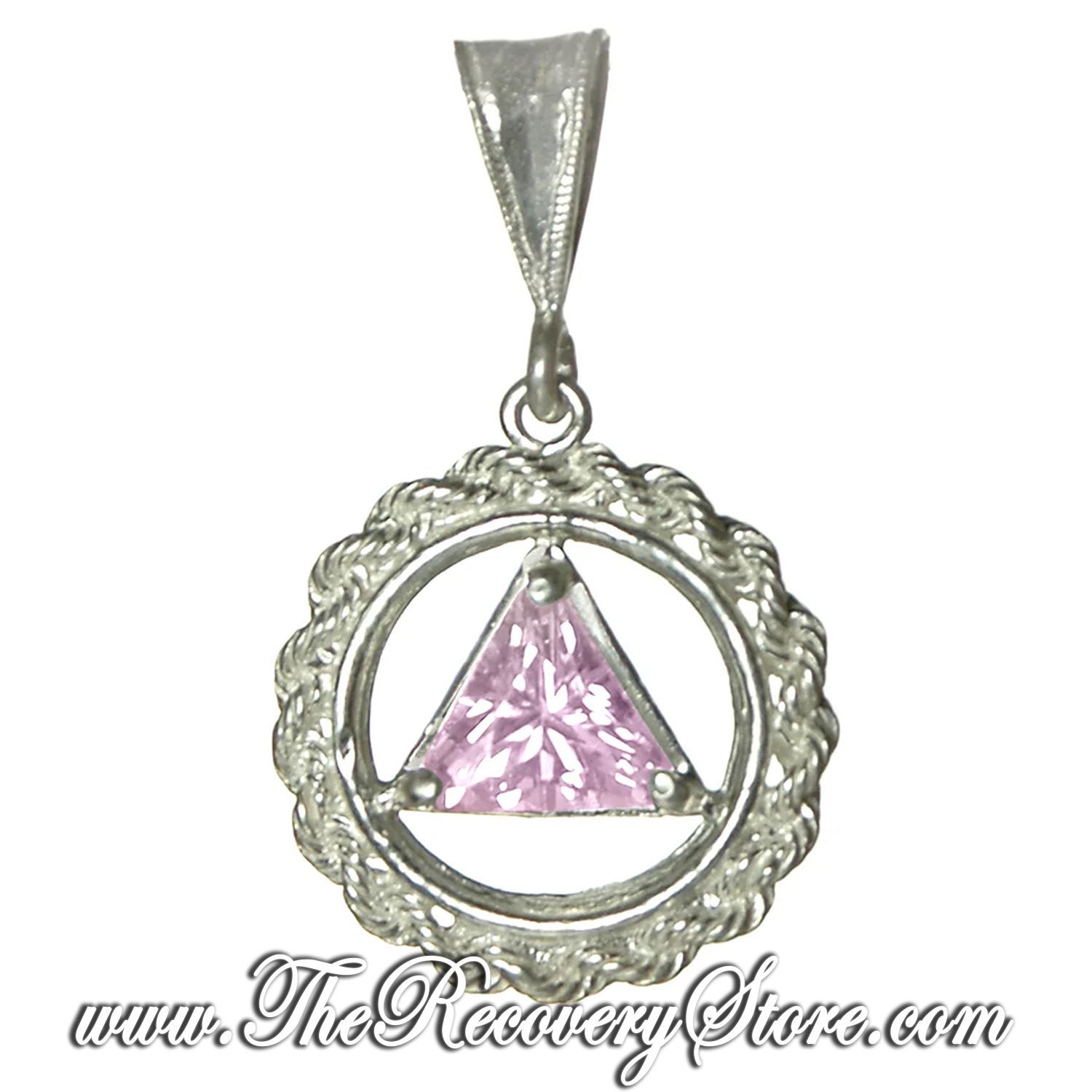 AA Sterling Silver Medium Size Rope &amp; Alexandrite CZ Pendant