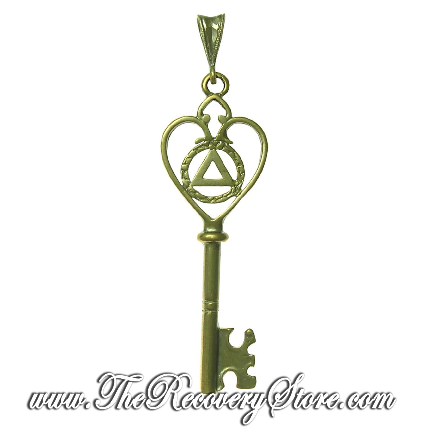 Antique Brass AA Heart Shaped Key Pendant