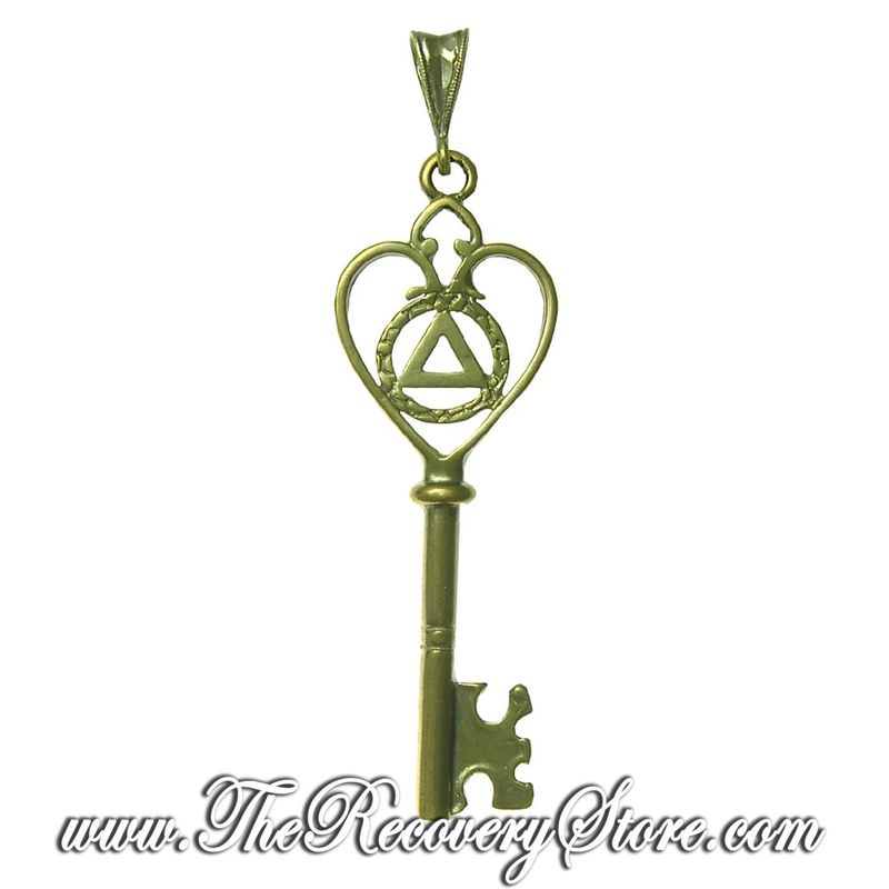 Antique Brass AA Heart Shaped Key Pendant