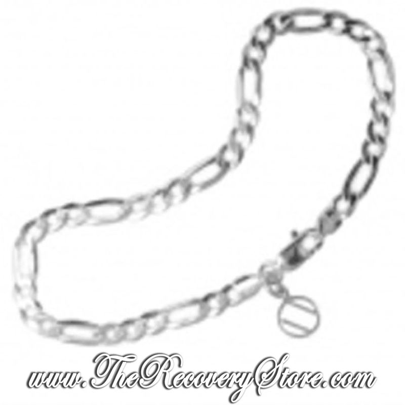 Heavy Figaro Sterling Silver 7&quot; Bracelet with OA Charm