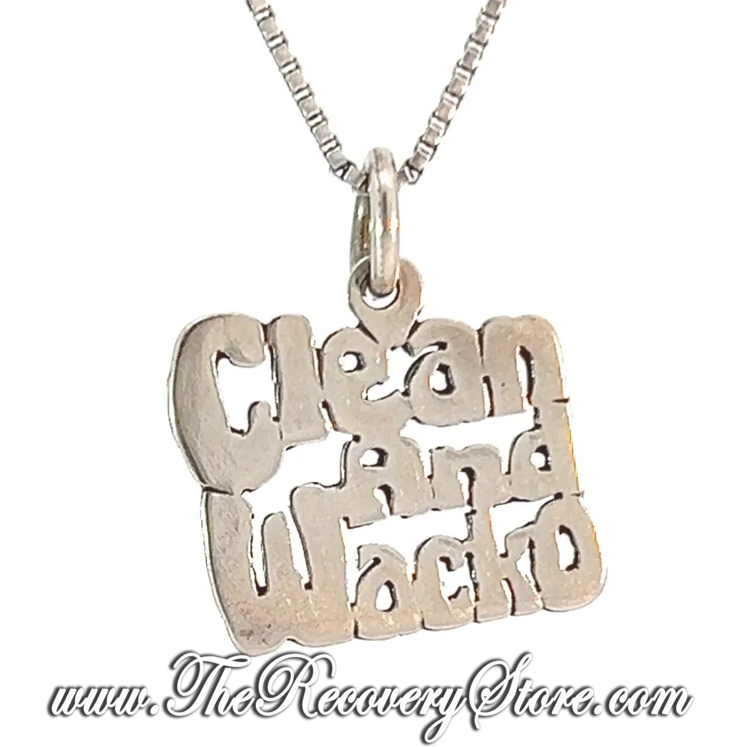 Sterling Silver &quot;Clean and Wacko&quot; Sayings Pendant