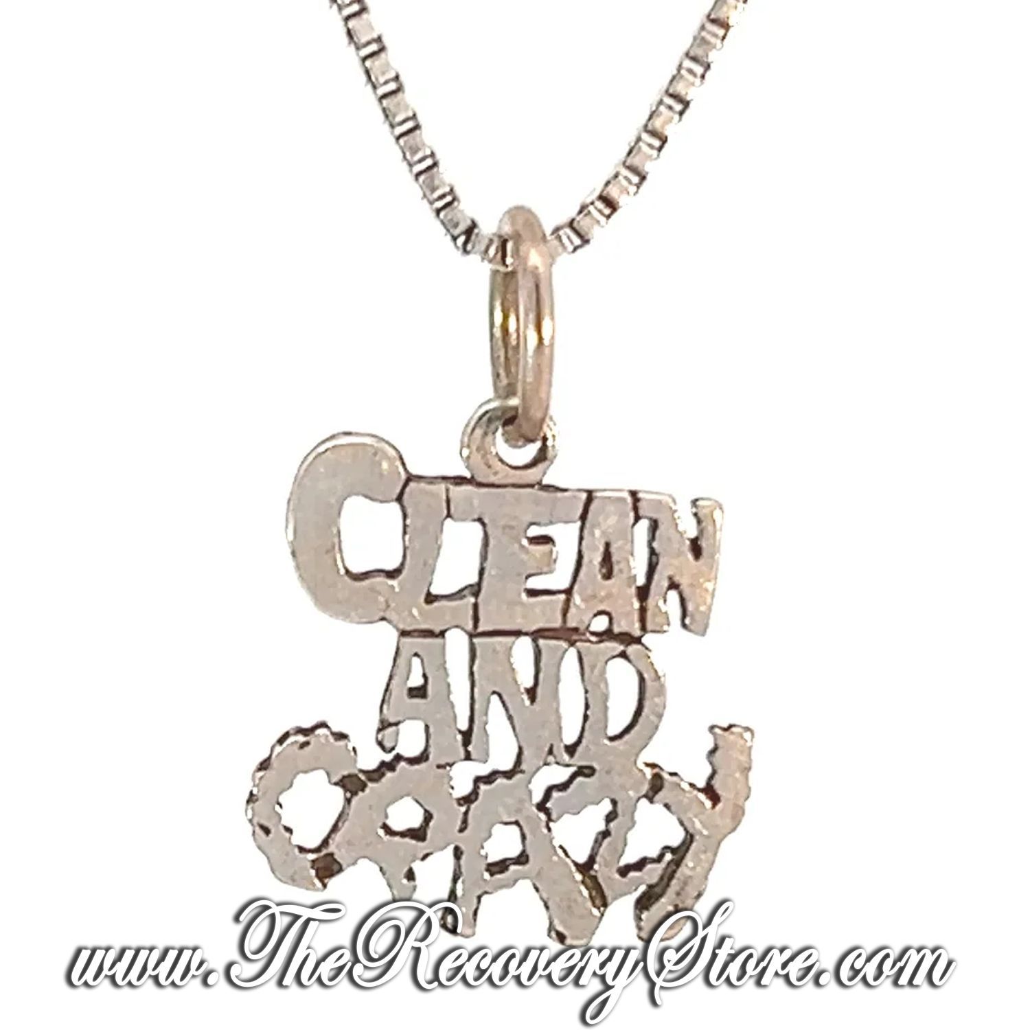 Sterling Silver &quot;Clean And Crazy&quot; Sayings Pendant