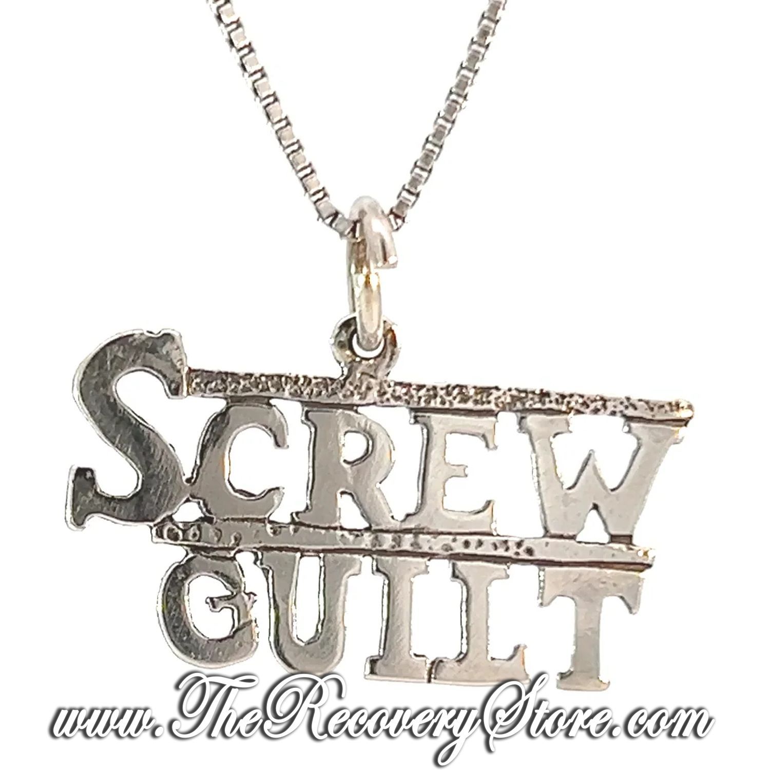 Sterling Silver &quot;SCREW GUILT&quot; Sayings Pendant