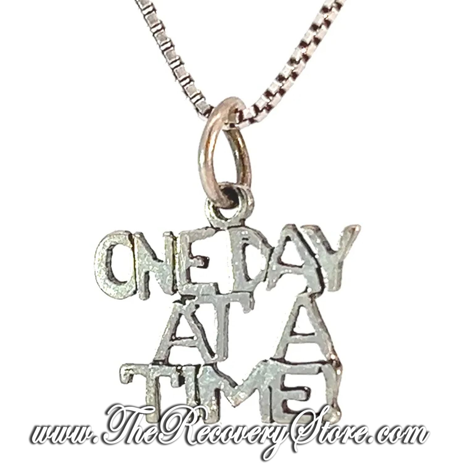 Sterling Silver &quot;One Day At A Time&quot; Sayings Pendant