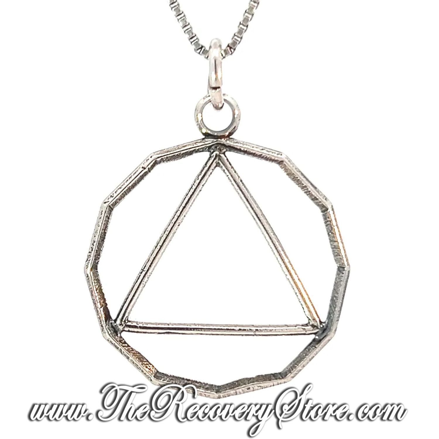Sterling Silver 12 Sided Circle Triangle Large Size Pendant