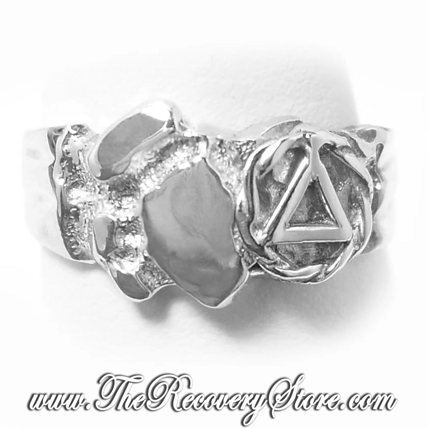 Sterling Silver AA Symbol Small Nugget Ring, Version: 4