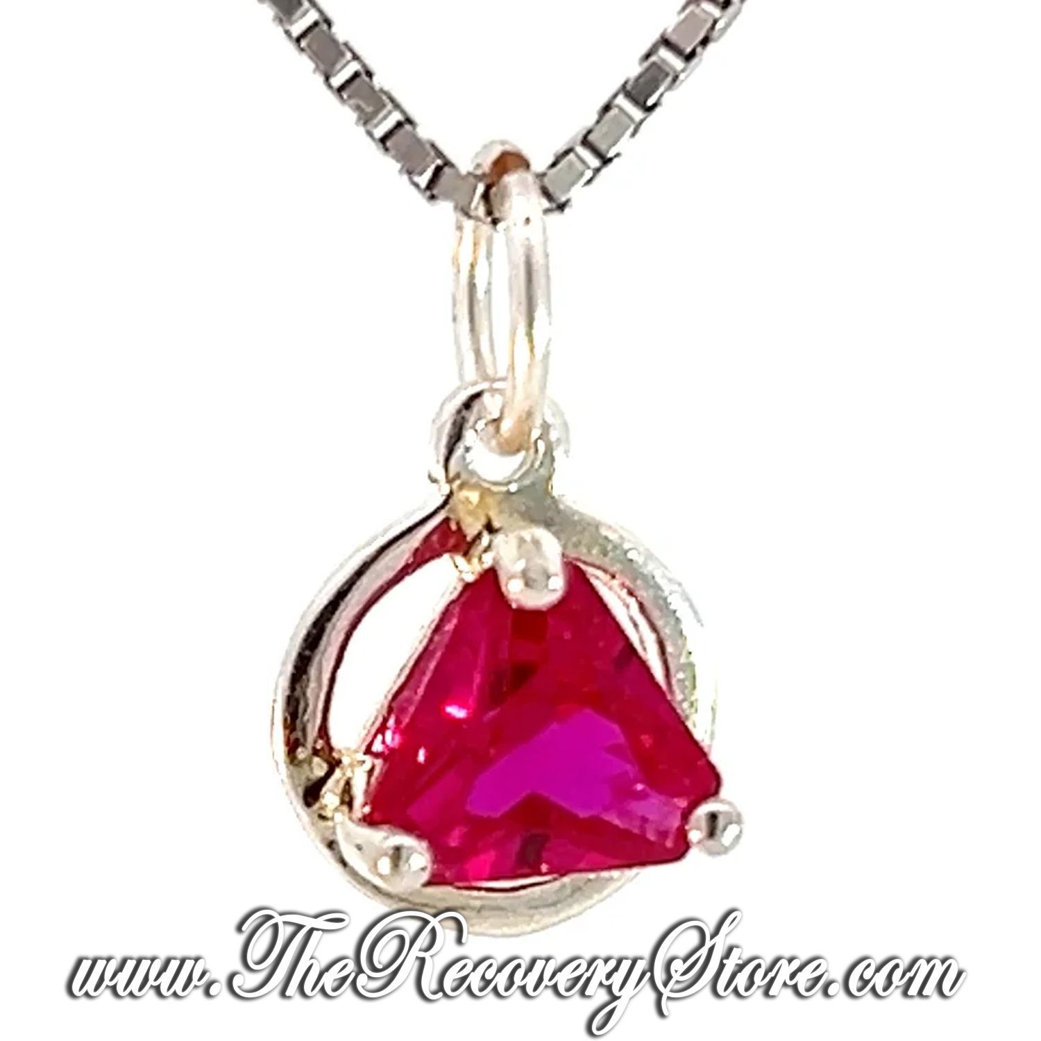 Sterling Silver Small Size AA Symbol Birthstone Pendant, Version: Jan - Garnet