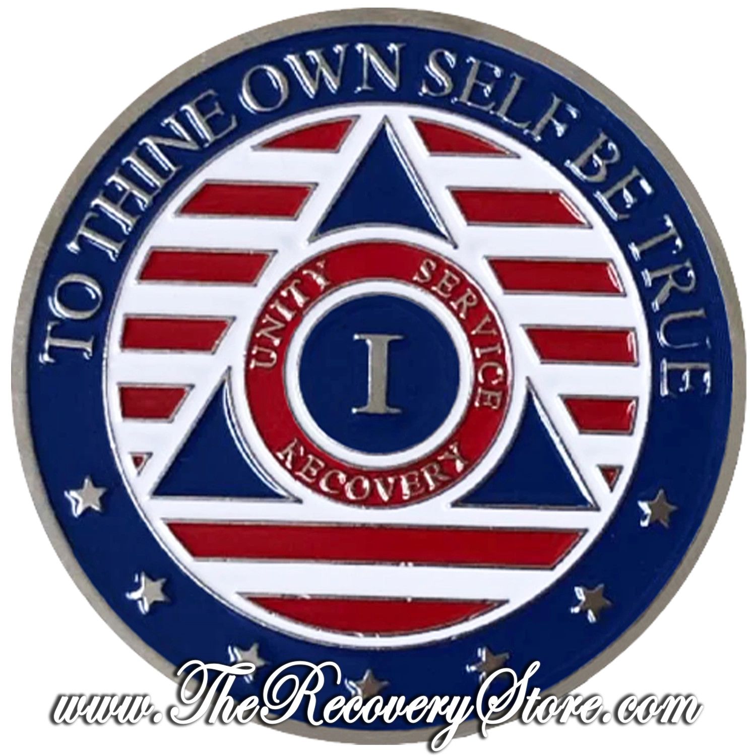 Large Medallion - Patriotic AA With 7th Step Prayer, Milestone: 01