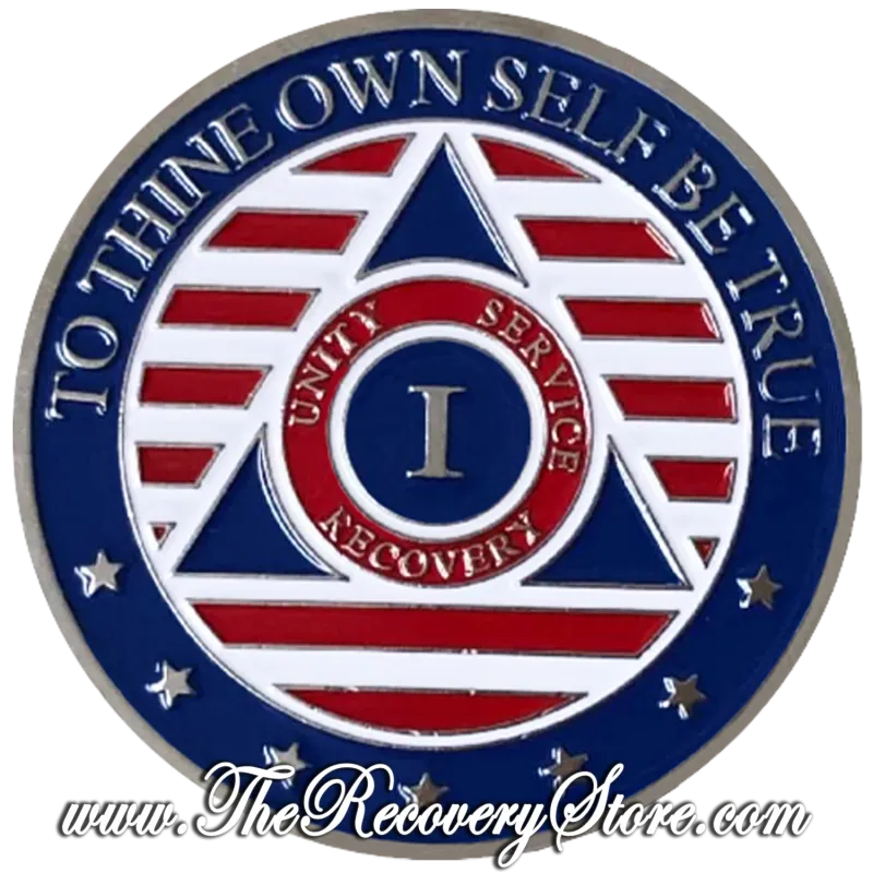 Large Medallion - Patriotic AA With 7th Step Prayer
