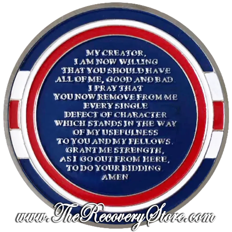 Large Medallion - Patriotic AA With 7th Step Prayer