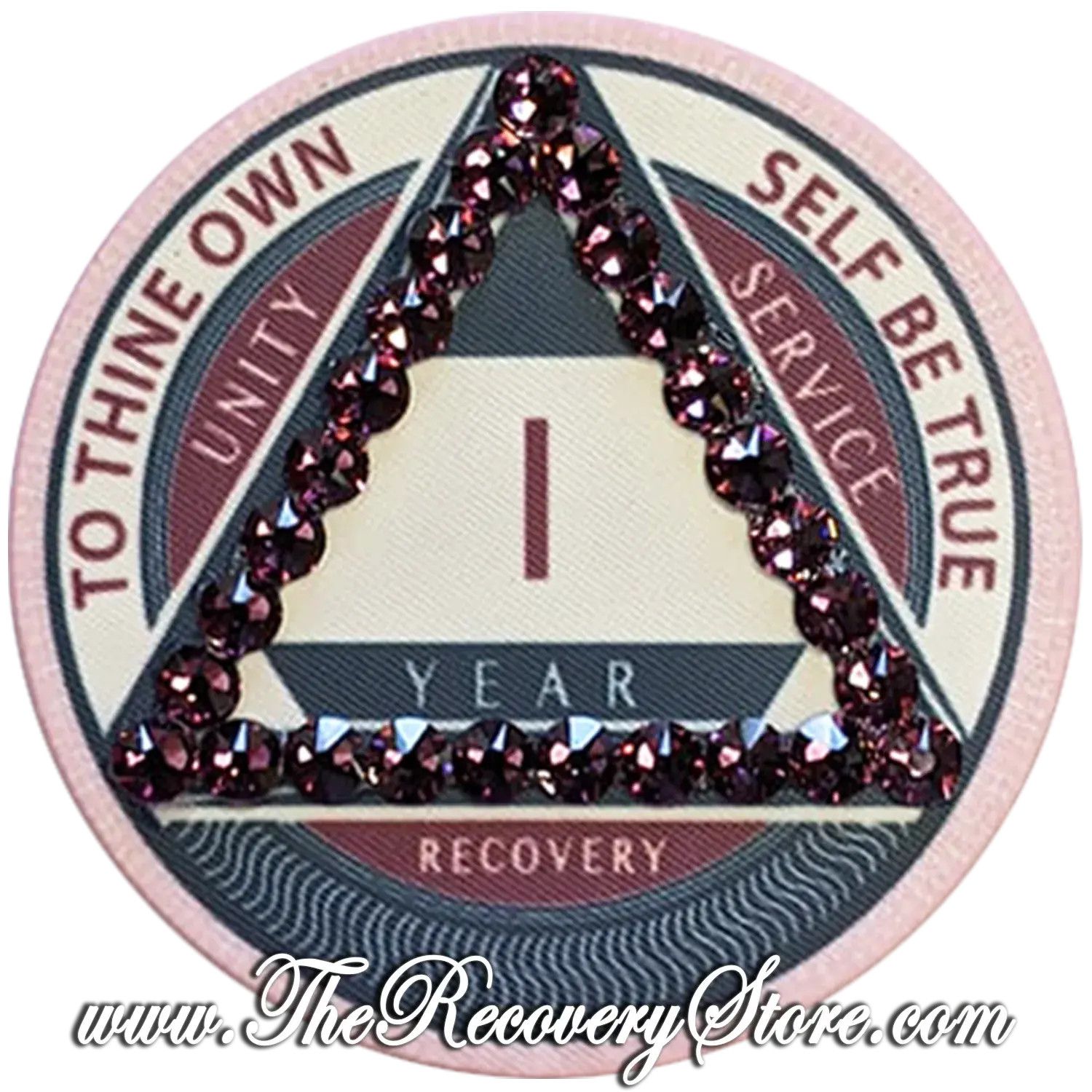 Crystallized Poker Chip - AA Pink Yearly with Amethyst Crystals