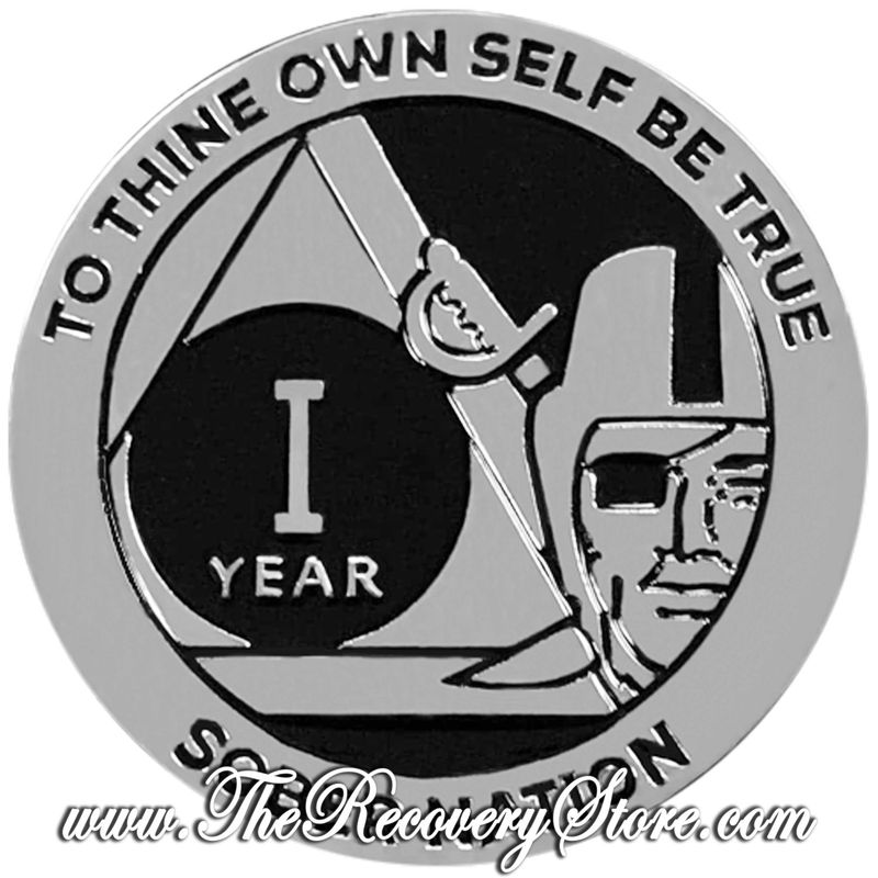 Large Medallion - Silver &amp; Black Raider Pirate AA