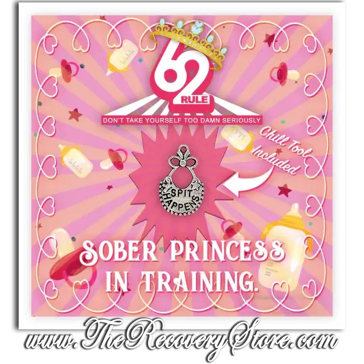 Card - Rule 62  Charm - Bib - Sober Princess in Training