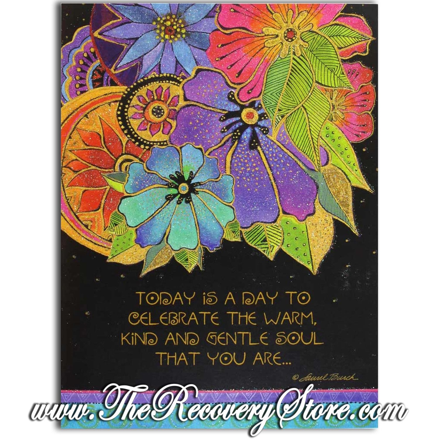 Greeting Card - Colorful Exotic Flowers with Black Background