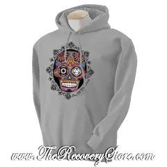 Hoodie - Sugar Skull - Light Gray - Small