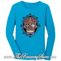 Long Sleeve Shirt - Sugar Skull - Turquoise - Small
