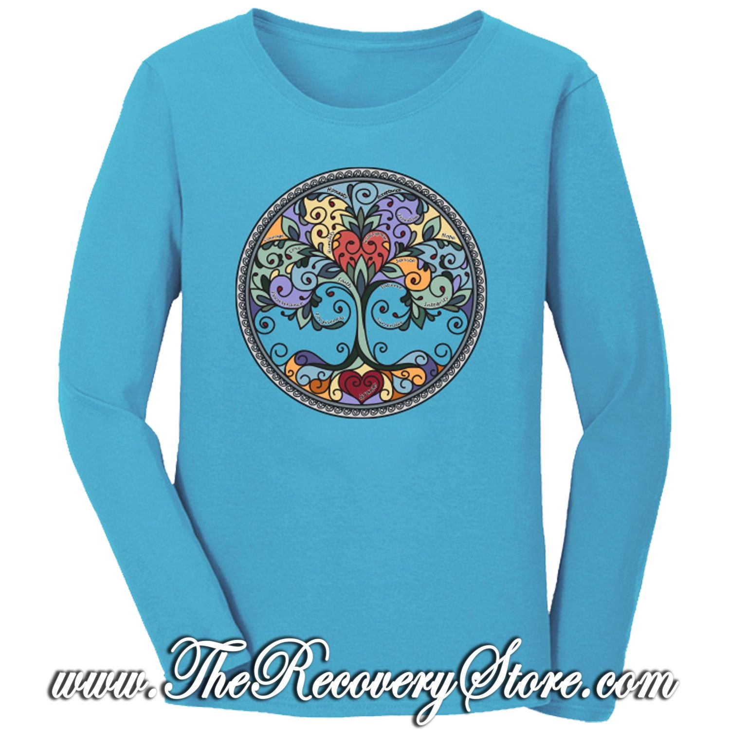 Long Sleeve Shirt - Tree of Life - Turquoise - 2XL