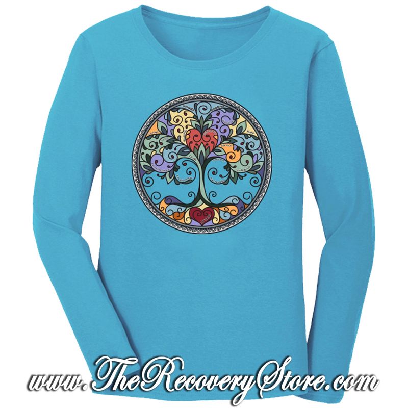 Long Sleeve Shirt - Tree of Life - Turquoise - Small