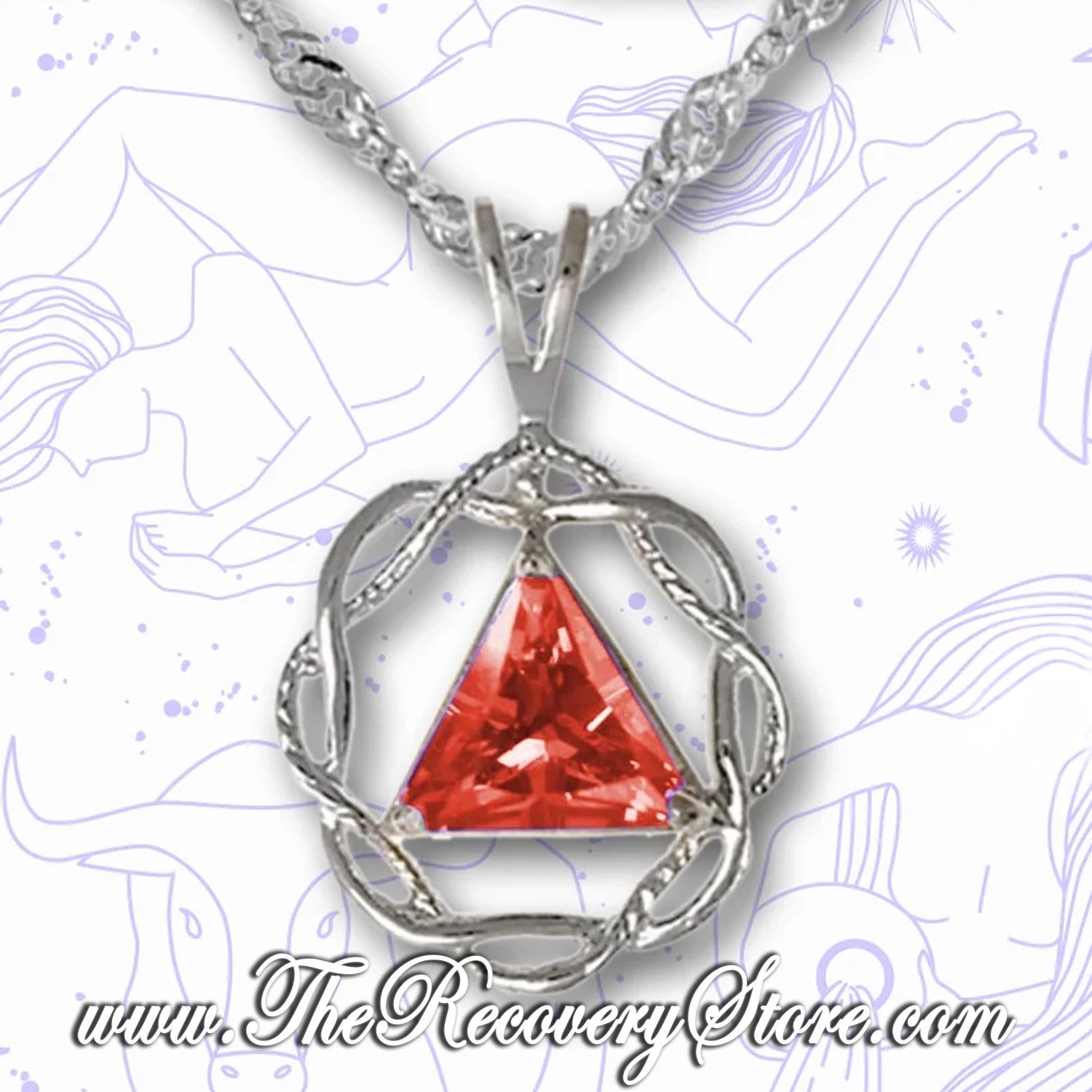 AA Sterling Silver  Monthly Birthstone Symbol Weave Style Pendant, Version: Jan - Garnet