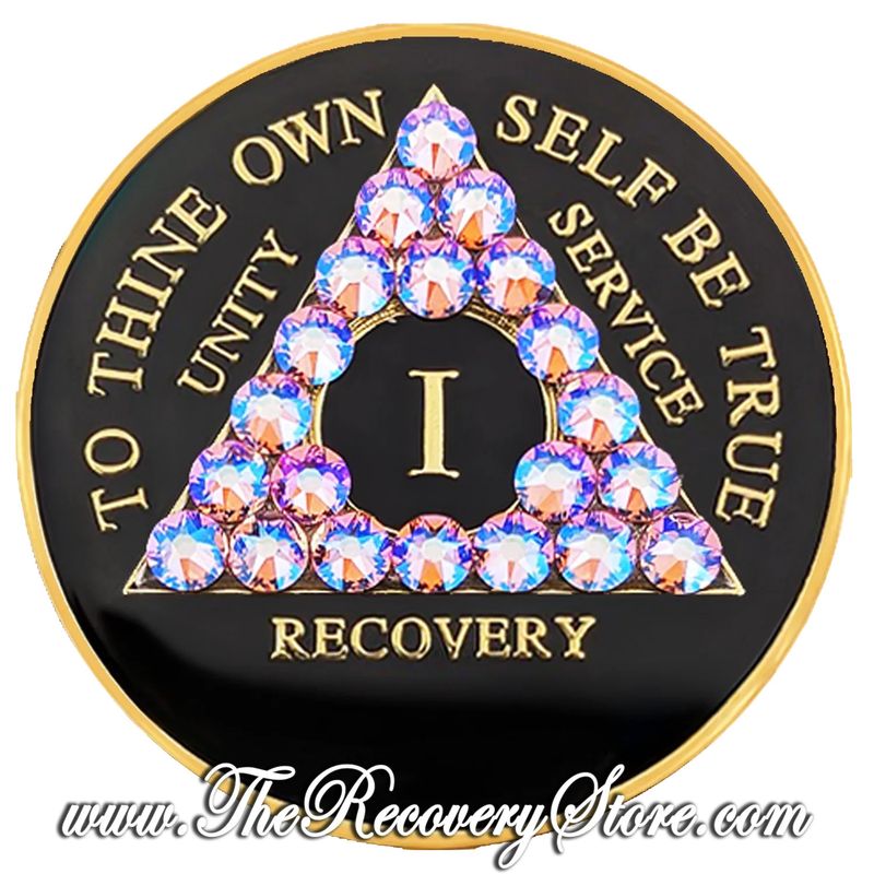 Crystallized Medallion - AA Black Triangle with Light Rose Shimmer Crystals