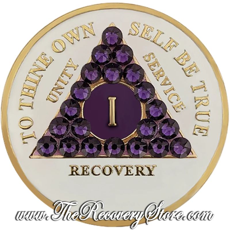 Crystallized Medallion - AA White &amp; Lavender Triangle with Purple Crystals