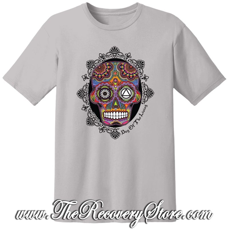 T-Shirt - Sugar Skull - Silver - Large