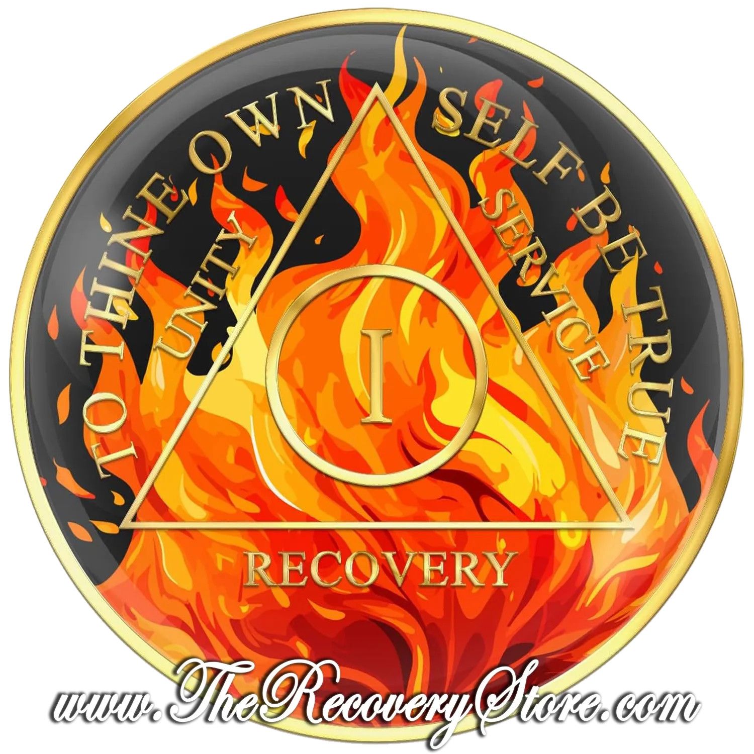 Designer Medallion - Yellow &amp; Red Flame Triangle