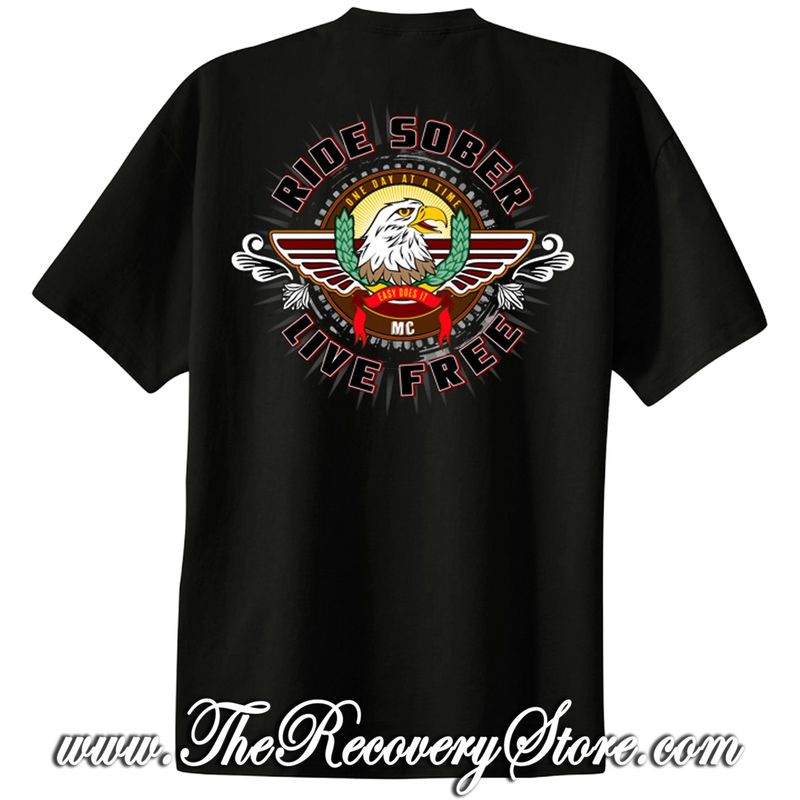 T-Shirt - Ride Sober Live Free - Black - Large