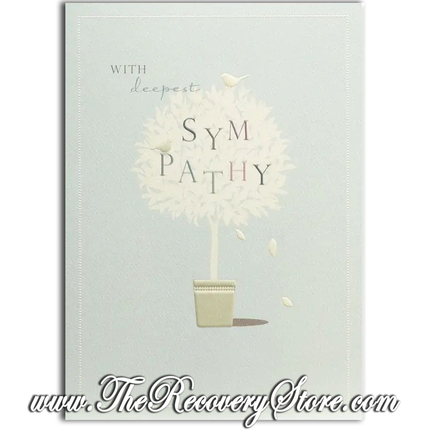 Greeting Card - Sympathy Bird With White Tree in Pot