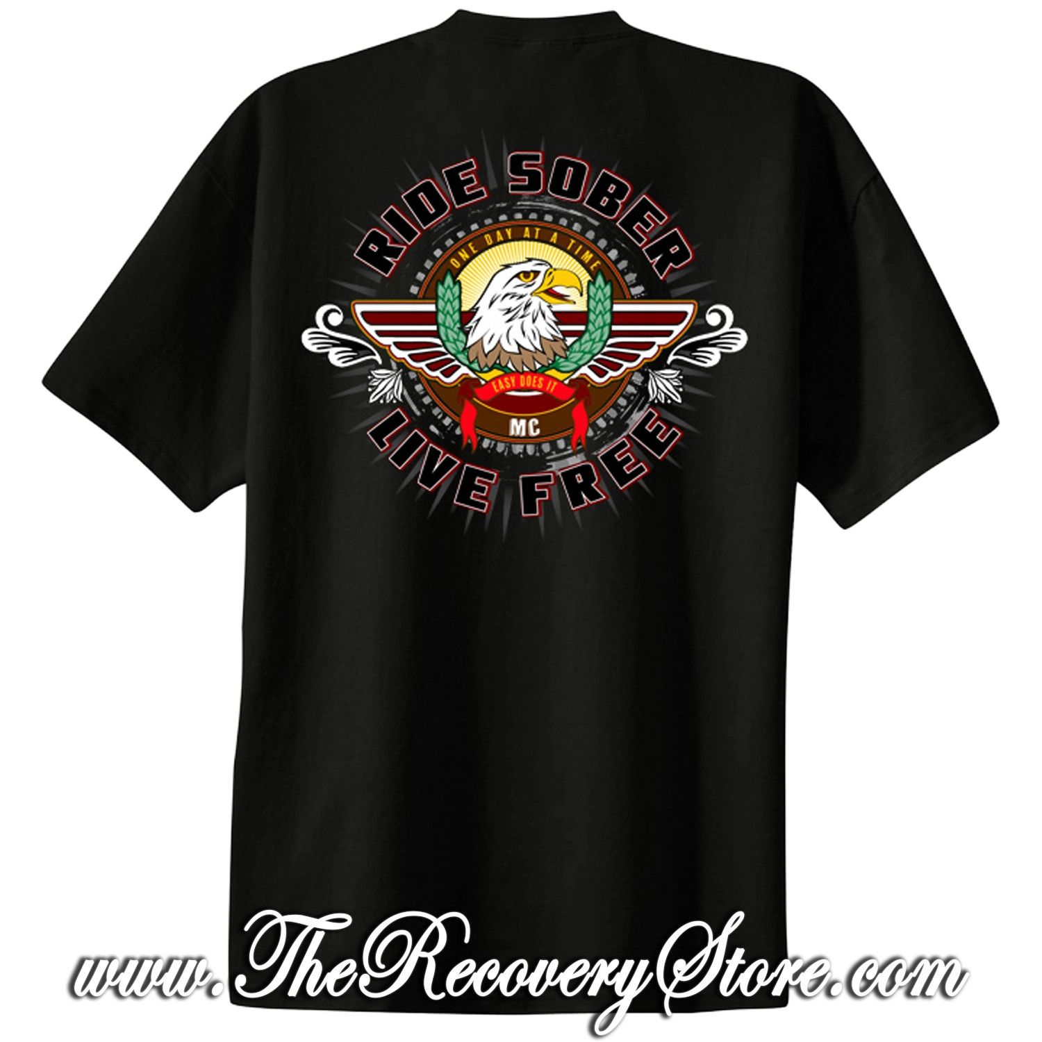 T-Shirt - Ride Sober Live Free - Black - 2XL