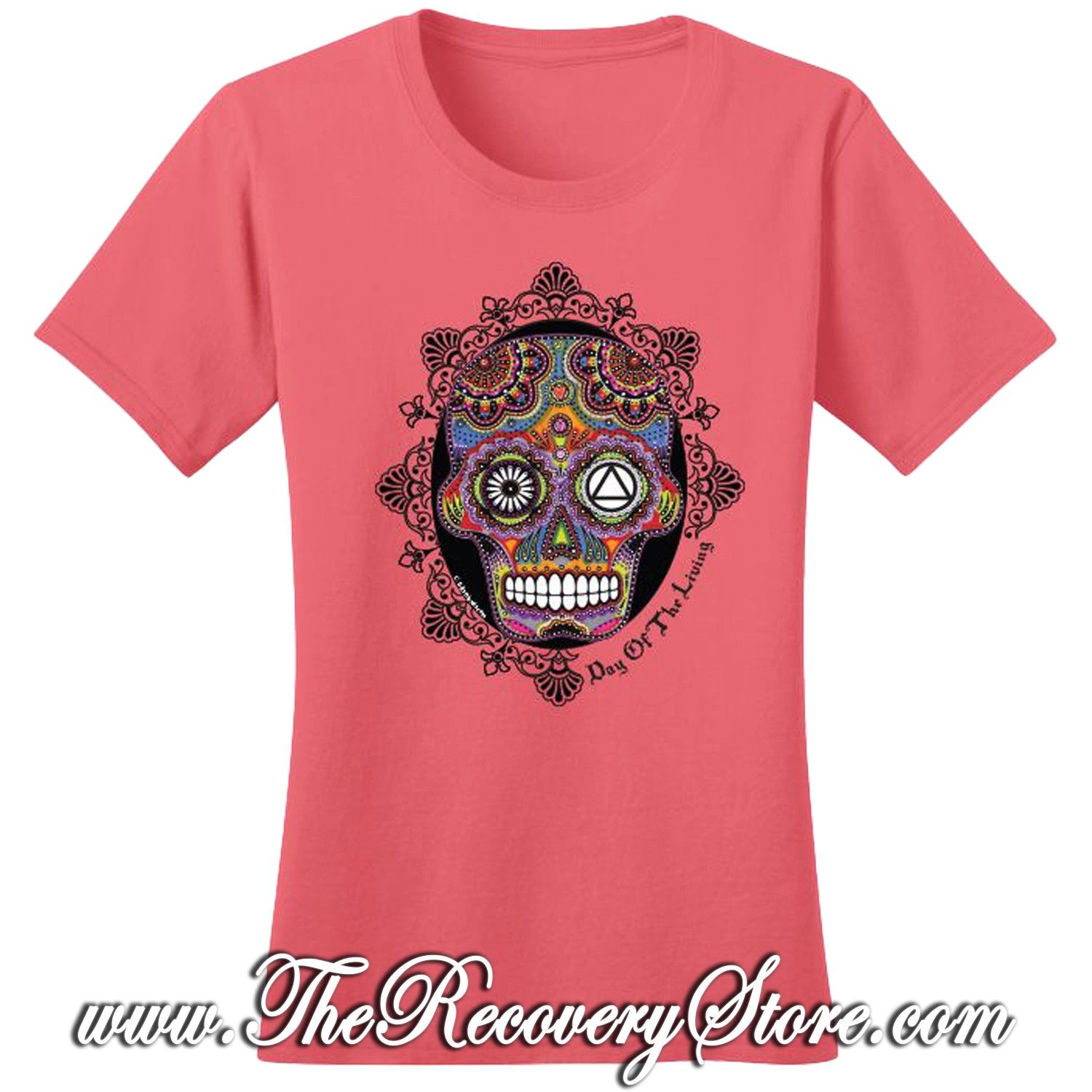 T-Shirt - Sugar Skull - Coral - Extra Large