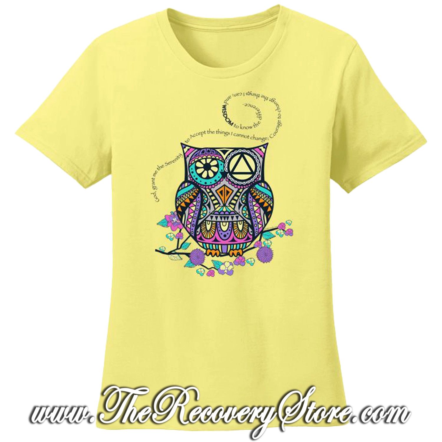 T-Shirt - Serenity Prayer Owl - Yellow - 3XL