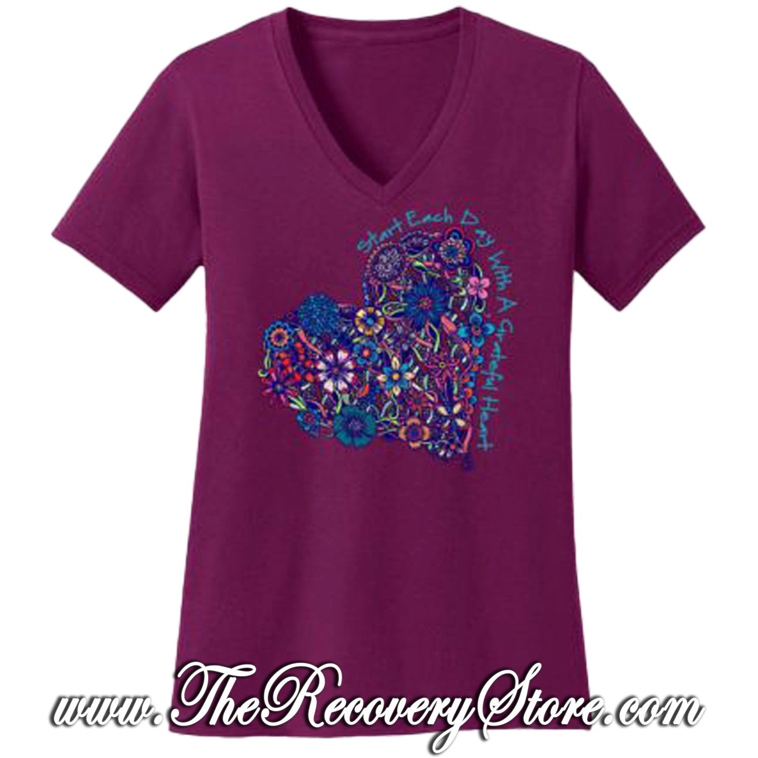 T-Shirt - Grateful Heart - Raspberry - 3XL